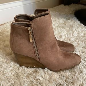 Style & Co Tan Ankle Wedge Booties Size 8